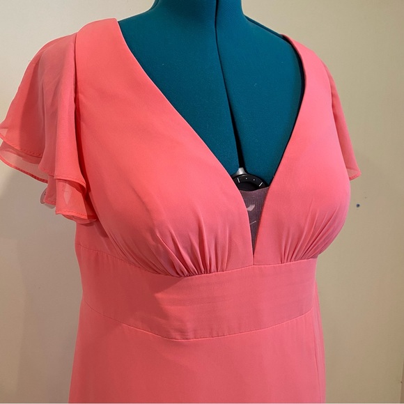 Azazie Watermelon Coral Bridesmaid Prom Long Dress Plus Size 20 - Picture 8 of 16